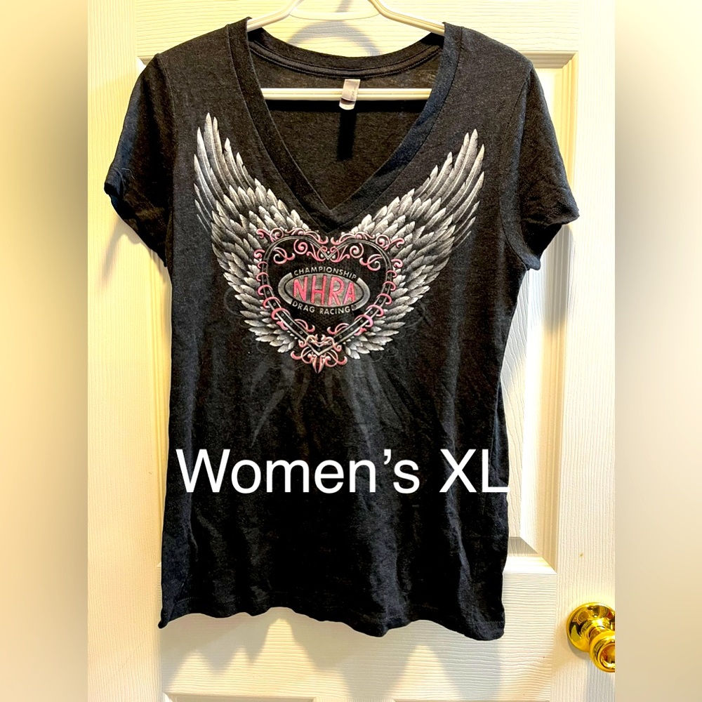 NHRA V-neck Black Tshirt